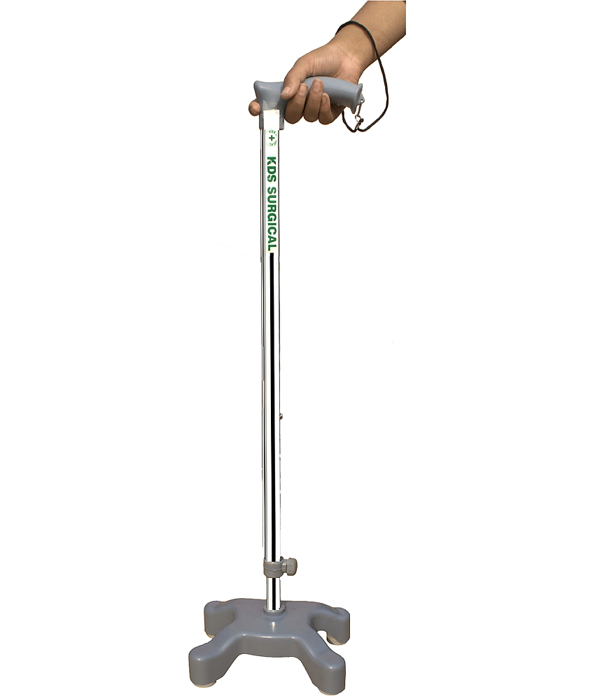 KDS SURGICAL 4 Leg Chrome Grey Dori Height Adjustable Walking Sticks