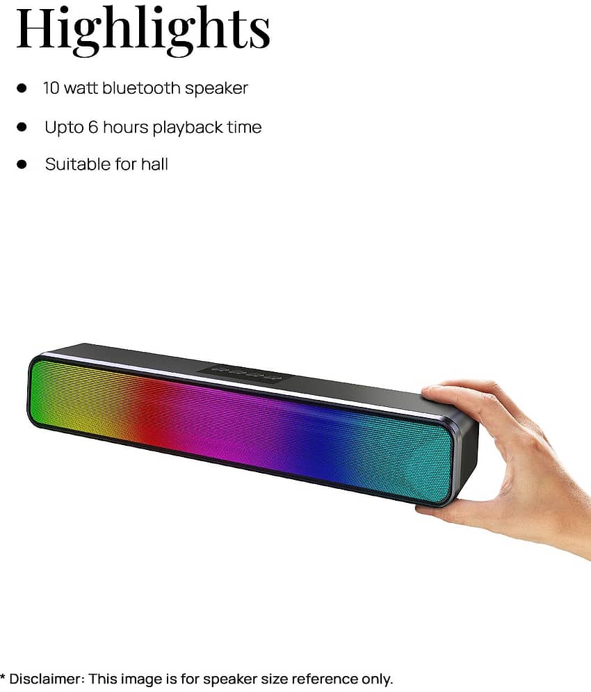 VEhop with RGb Light 10 W Bluetooth Speaker Bluetooth v5.0 with USB,SD card Slot,Aux Playback Time 6 hrs Assorted view 2