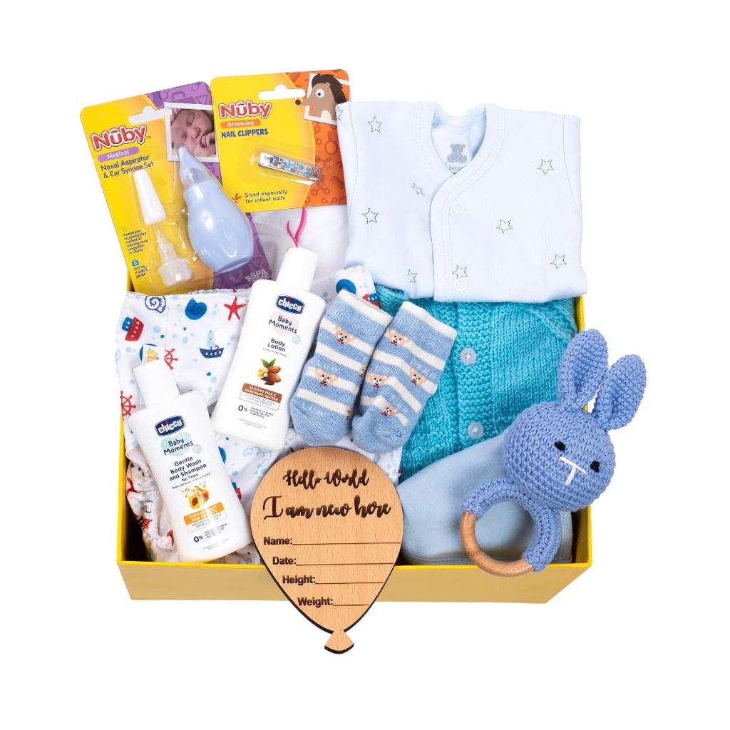 The Baby First Box Newborn Baby Essential Kit - 25 Items | Winter Kit (Boys) view 2