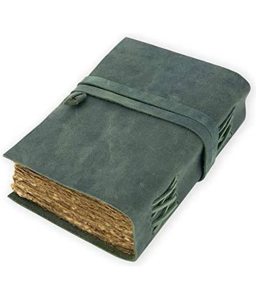 Premium Finished Leather Journal With Antique Paper A5 Diary Unruled 240 Pages (Light Olive) view 2