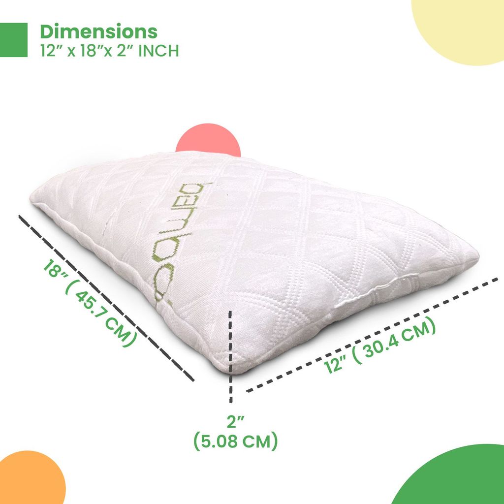 Sleepsia Supersoft Kids Pillows - 12"X18" X2" Breathable Bamboo Pillows for Sleeping - Ultra Supportive Shredded Memory Foam Premium Fill Toddler Pillows, Green White view 2