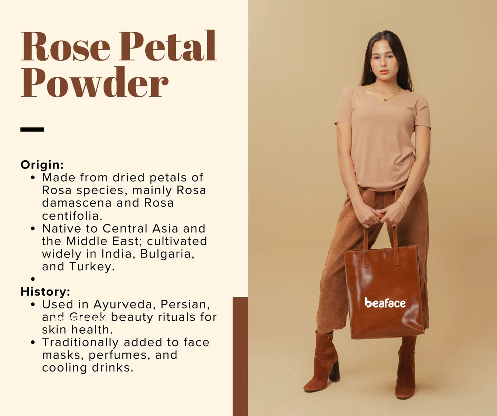 Rose-petal-powder-Multani-mitti-powder-antioxidants-moisturize-skin-pimple-free-skin-blemishes view 2