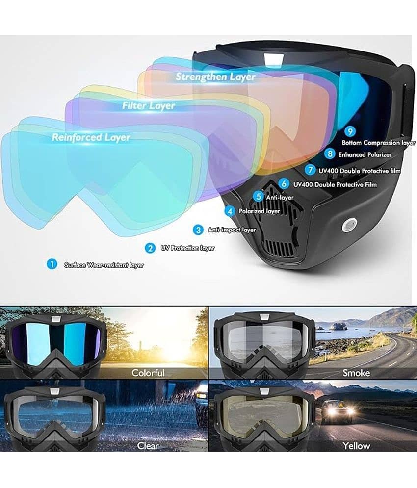Radhe Creation Day & Night HD Vision Multicolour Riding Goggles ( Pack of 1 ) view 2