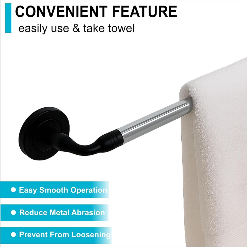 Stainless Steel Towel Rod Black & Silver view 2