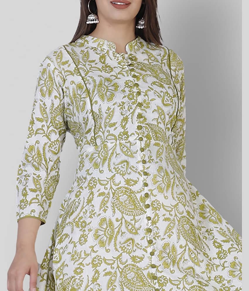 JC4U - Green Rayon Women's Front Slit Kurti ( Pack of 1 ) view 2