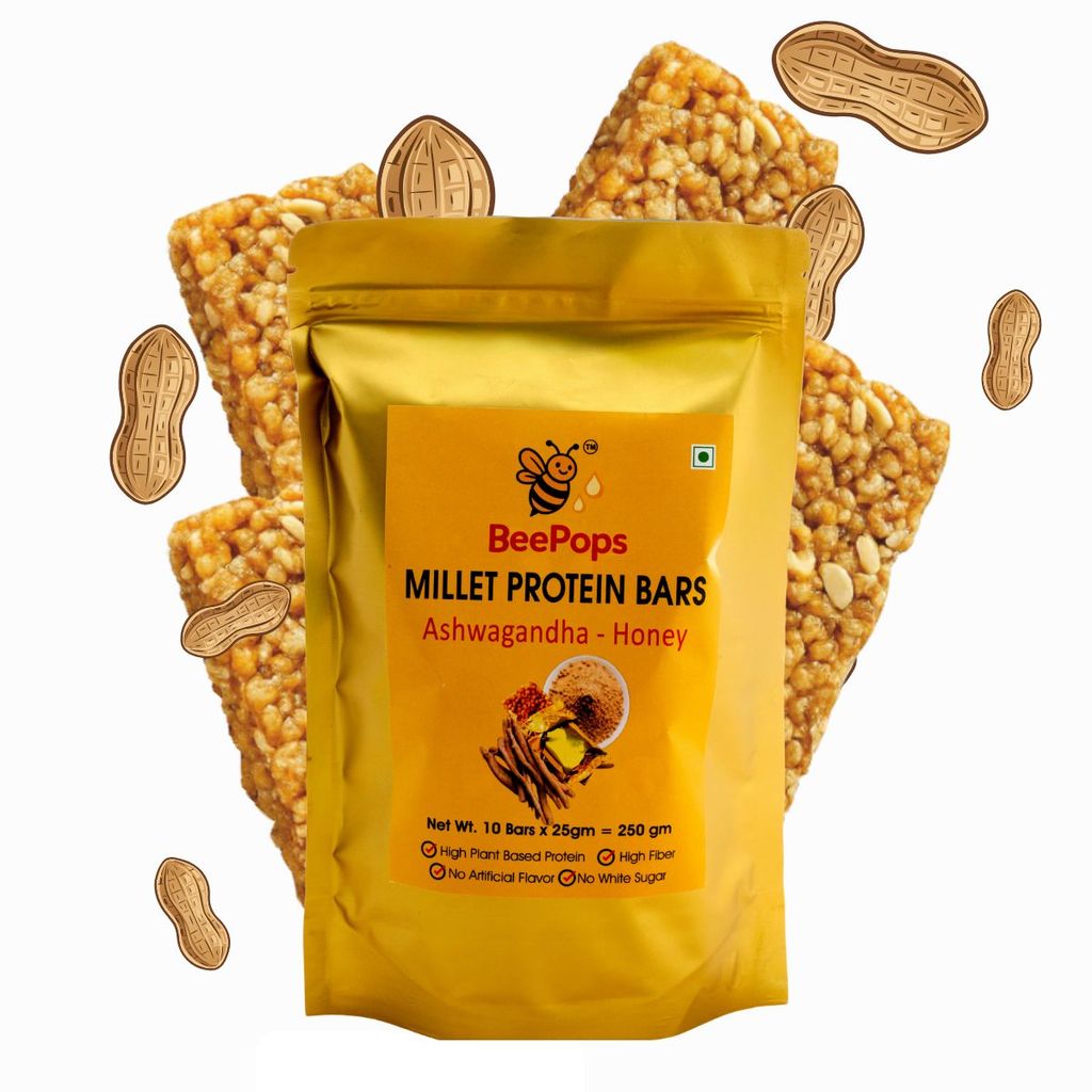 BeePops Super Savor Protein Bars Ashwagandha- Honey (5NX25G)