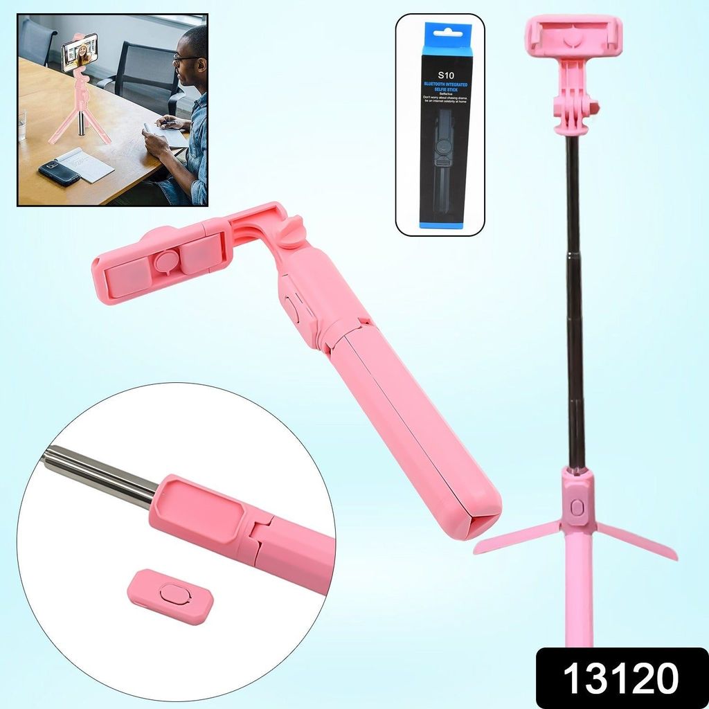 Portable Foldable Selfie Stick with Remote Control, 3-Axis Tripod Hand Stabilizer for Smartphones, TikTok Vlog YouTuber Video Recording (1 Pc) view 2
