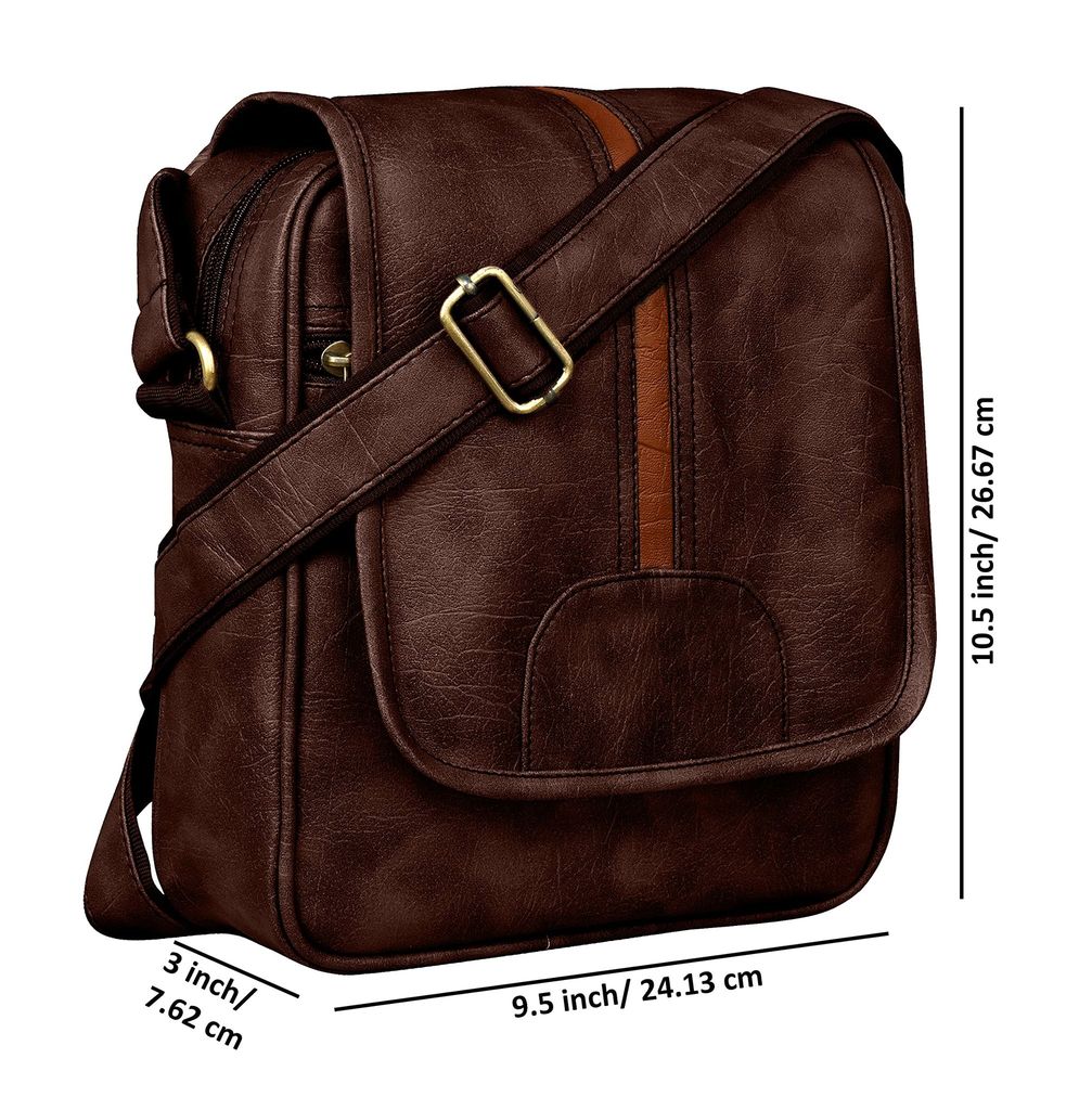 Brown Stylish Faux Leather Cross Body Sling Bag For Men SL02 view 2