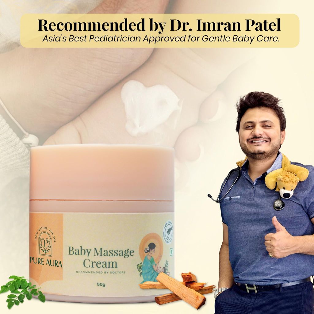 Pure Aura Baby Massage Cream 100g | Ayurvedic, Gentle Baby Cream | Infused with Ayurvedic Herbs | Nourishing & Soothing for Baby's Skin | Safe for Newborns & Kids | Doctors Recommended | Chemical-Free view 2
