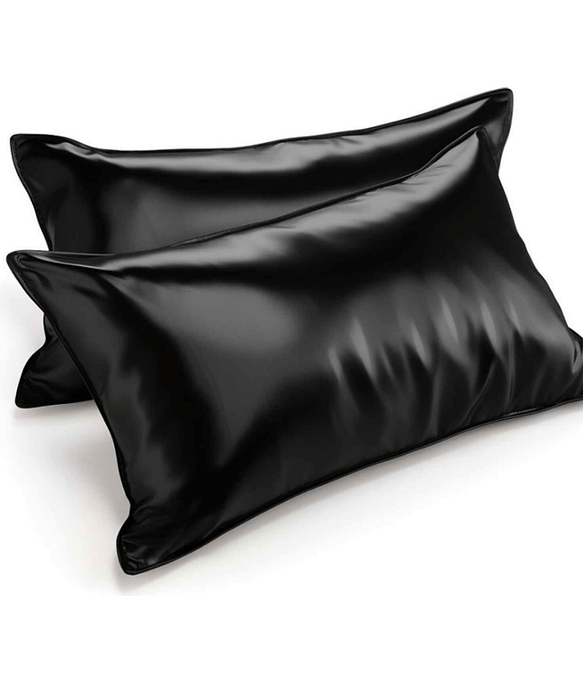 Finesse Decor - Pack of 2 Satin Solid King Size Pillow Cover ( 71.12 cm(28) x 45.72 cm(18) ) - Pink