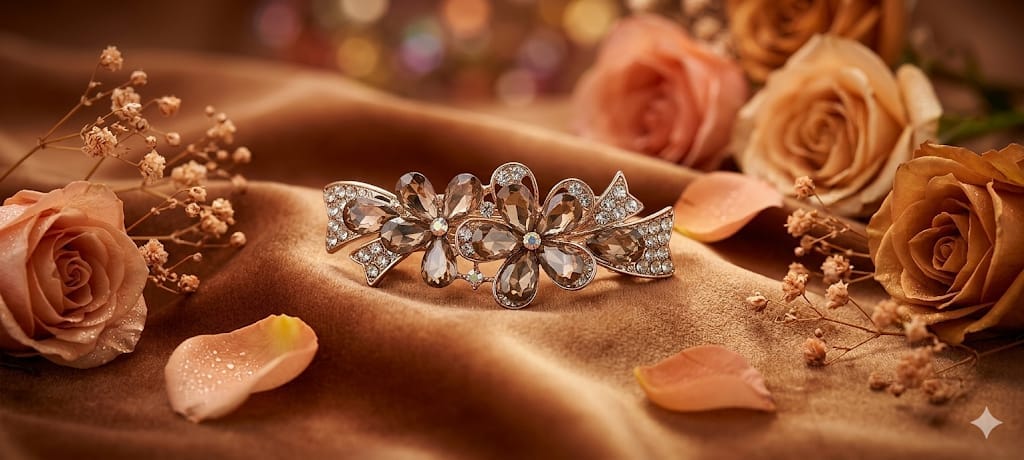 Luxury Floral Crystal Hair Barrette view 2