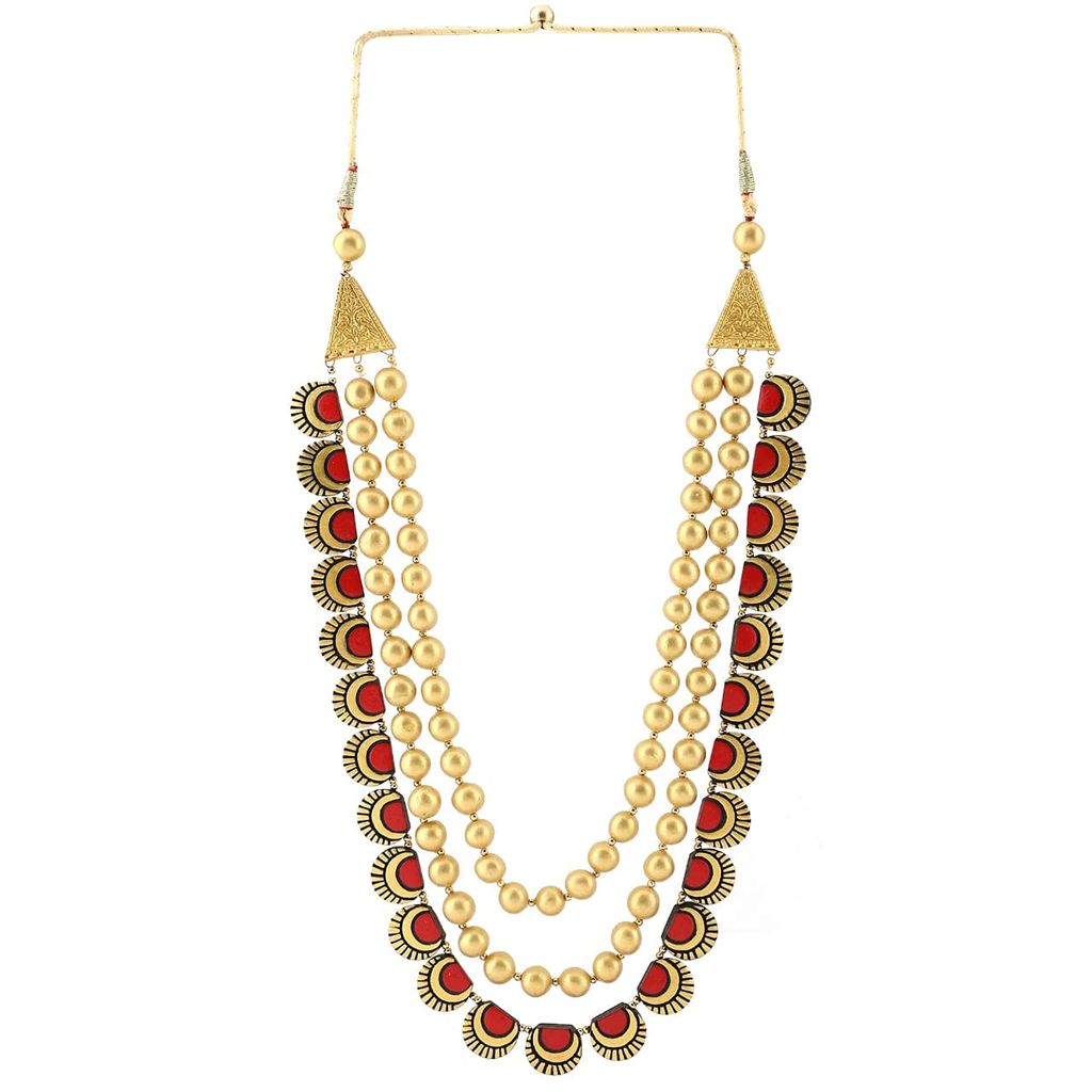 EKAM EKgolden delite terracotta necklace set with earrings combo ( set of two necklace) for women and girls for casual and fromal wear view 2
