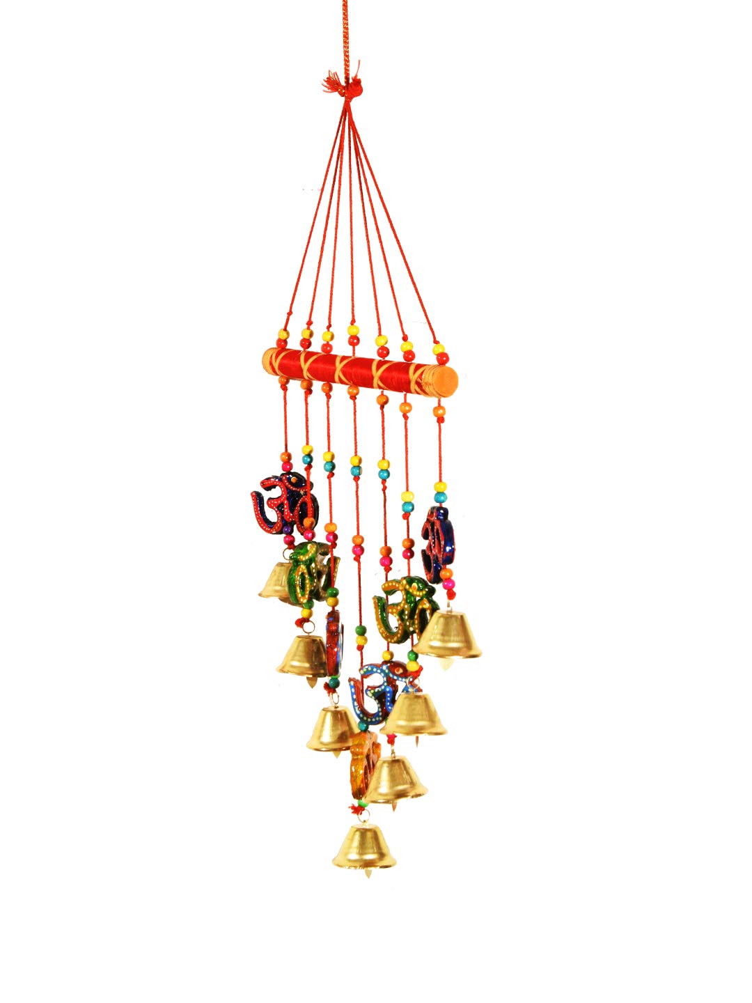 DreamKraft Handcrafted OM V Shape Door Hanging Wood Windchime (77 cm, Multicolor) view 2