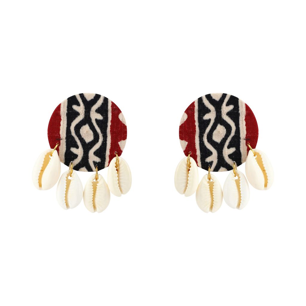 EKAM EK fabric earrings combo in kalamkari and batik fabric for women and girls for casual wear and formal wear set of 4 pairs view 2