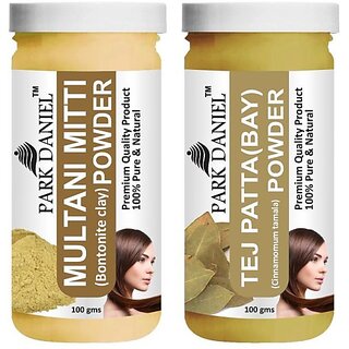 PARK DANIEL Pure & Natural Multani Mitti Powder & Tej Patta(Bay) Powder Combo Pack of 2 Bottles of 100 gm (200 gm ) (200 ml) view 2