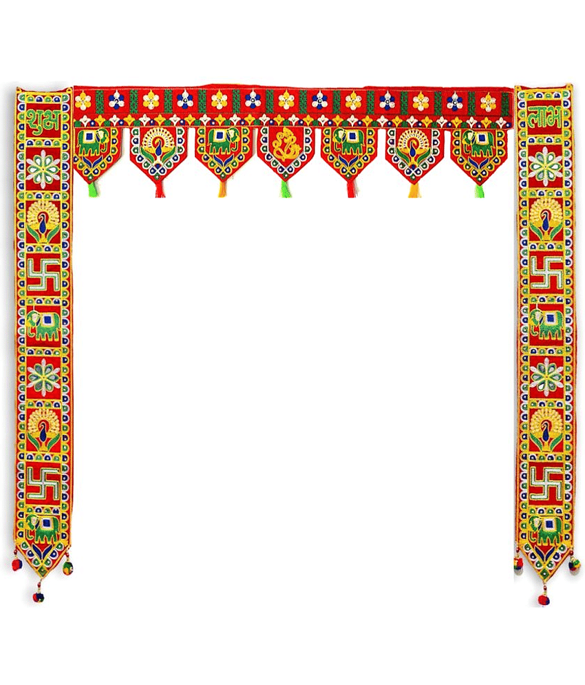 TORNORY Traditional Bandarwal Toran 3 ft Multi ( Pack of 3 )
