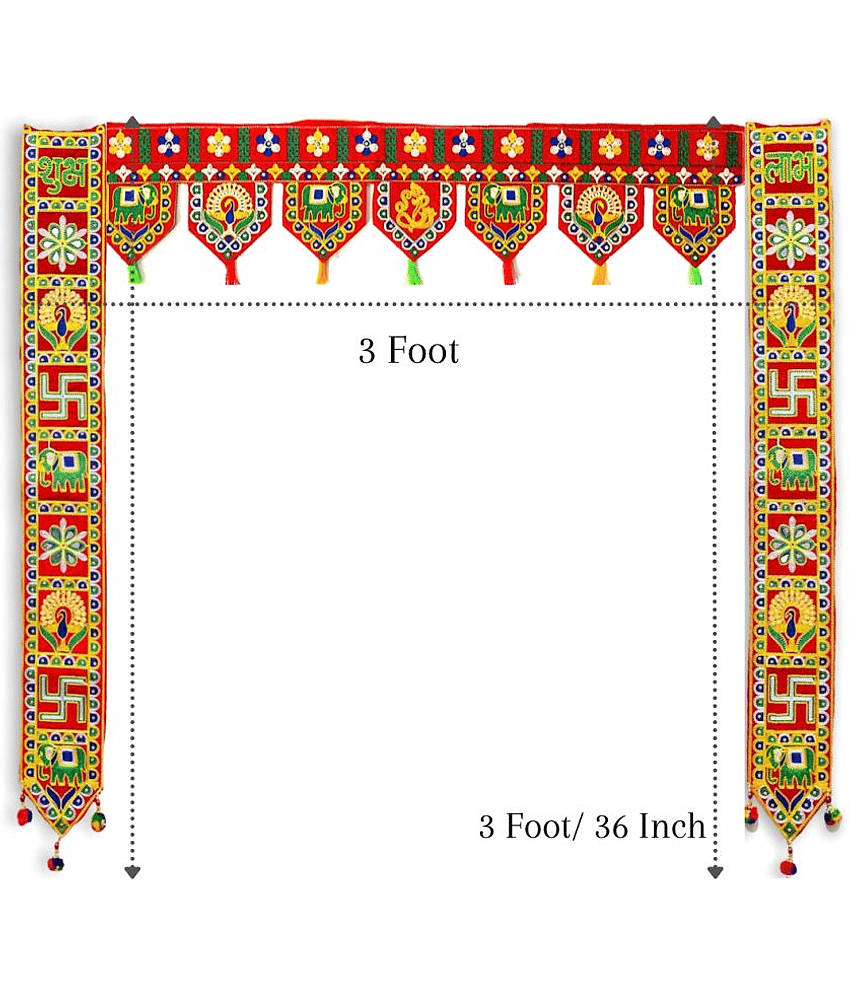 TORNORY Traditional Bandarwal Toran 3 ft Multi ( Pack of 3 ) view 2