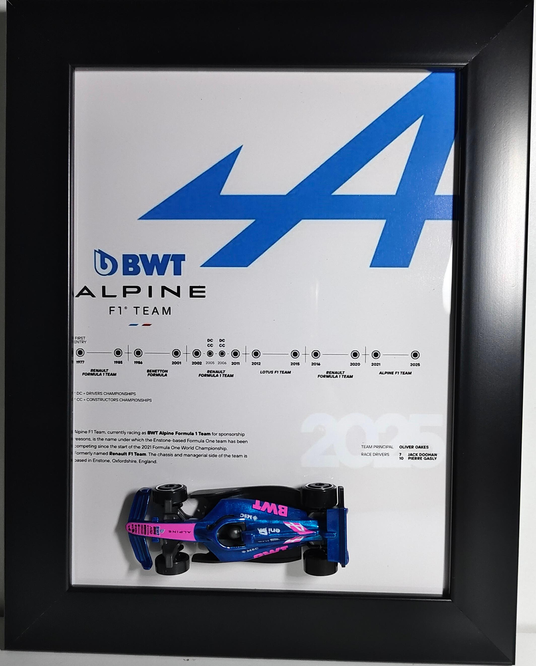 BWT Alpine Formula one Die Cast Car Frame