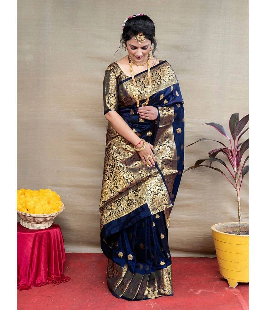 SareeQueen Art Silk Embellished Saree With Unstitched Blouse Piece ( Green )