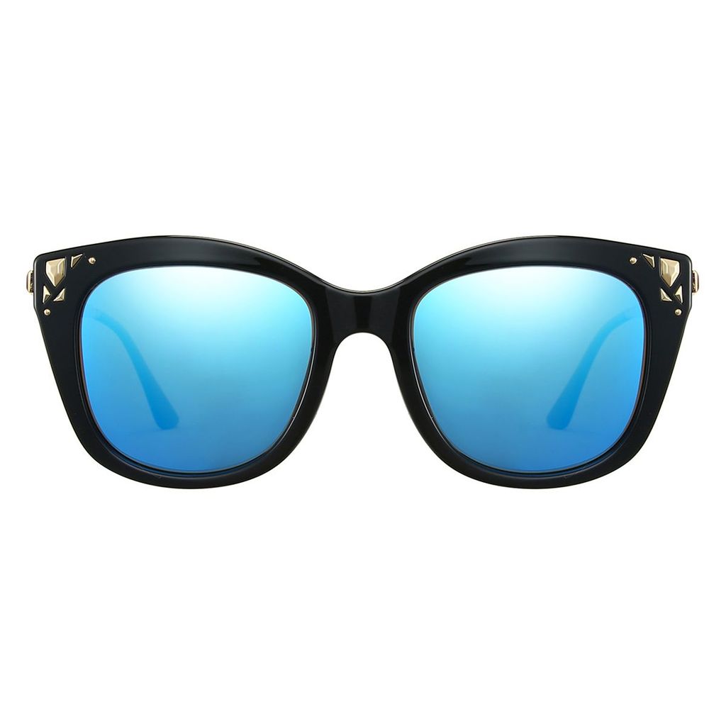 PARIM Polarized Women's Cat-eye Sunglasses Black Frame / Blue Lenses | SKU 11010 B2 view 2