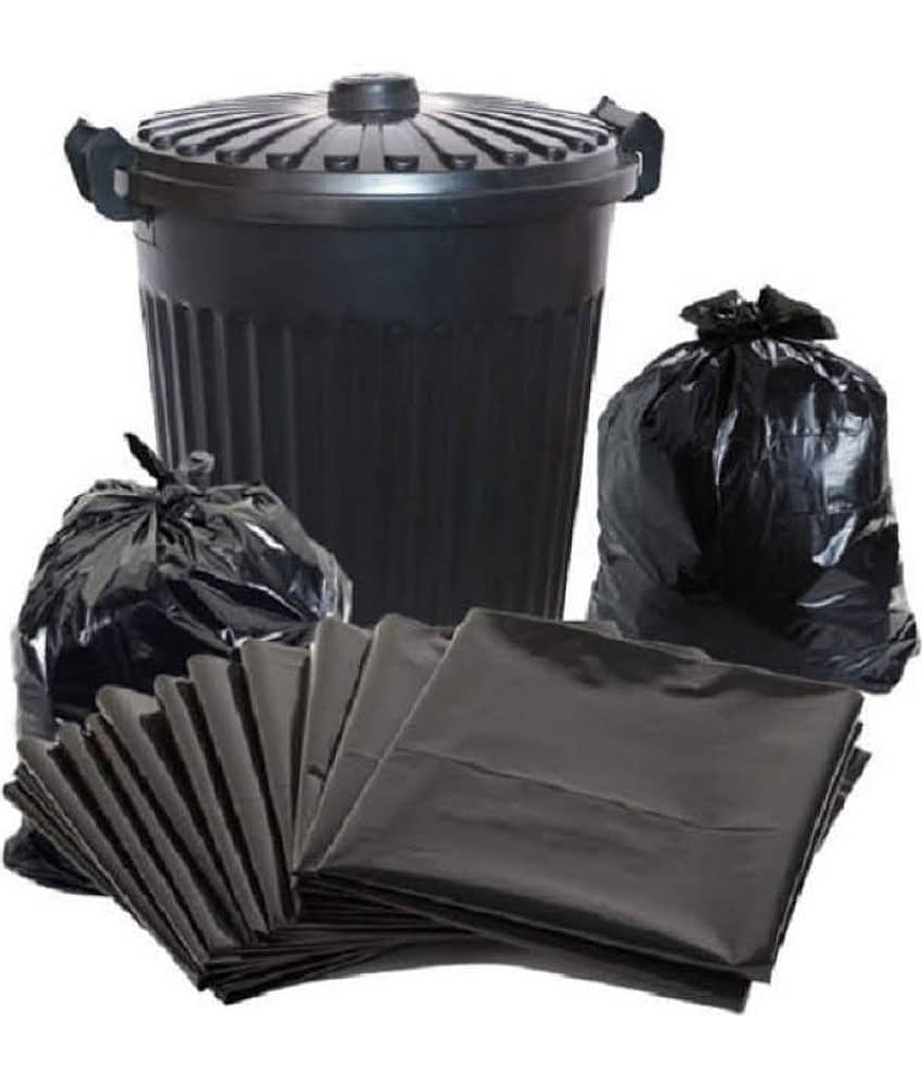 C-I Large 42 pcs - 25X30 Black Disposable Garbage Trash Waste Dustbin Bags of 63cm x 76cm | Pack of 3 X 14 pcs= total 42 pcs view 2