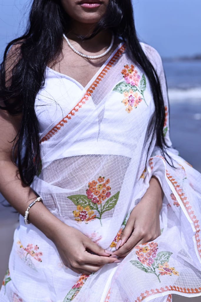 Kaisori Bagh Guncha Kota blockprinted cotton silk saree view 2