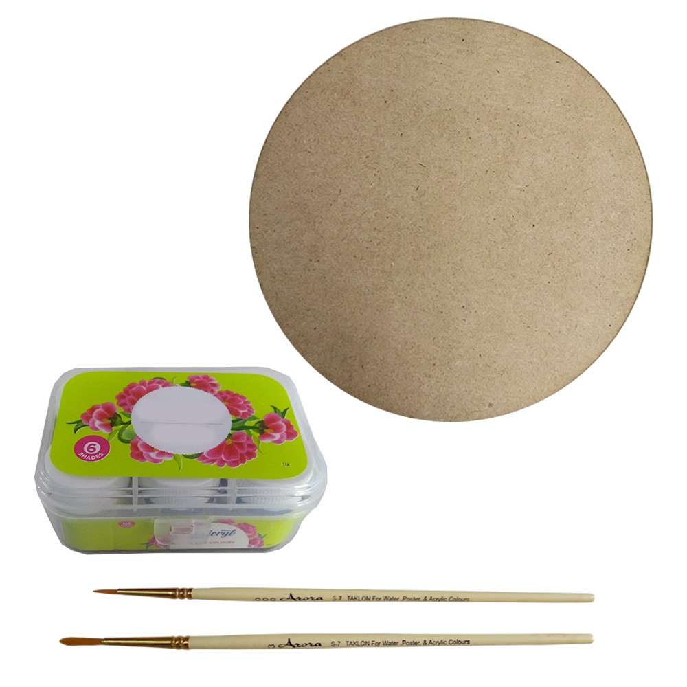 Madhubani Painting on Round MDF DIY Kit by Penkraft view 2
