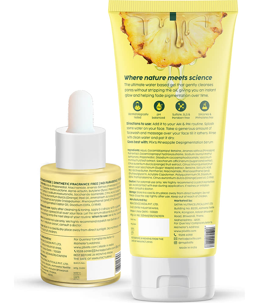 Plix 5% Pineapple Foaming Face Wash And Serum Combo for Pigmentation & Dark Spots(Pack of 2) view 2