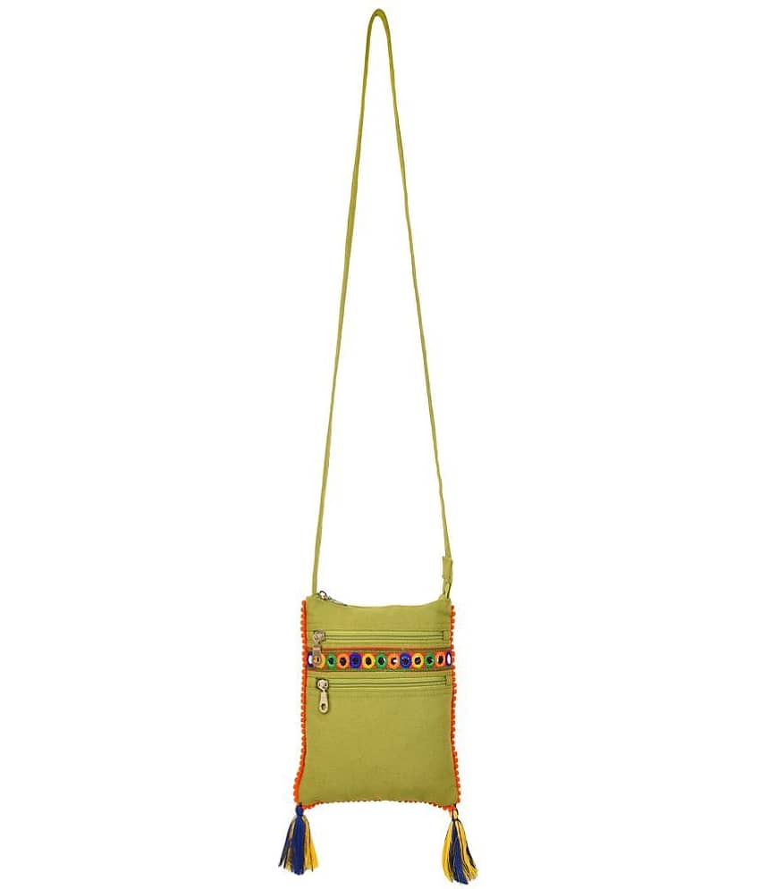 Anekaant Sling Bag Canvas Set of 1 ( Green ) view 2