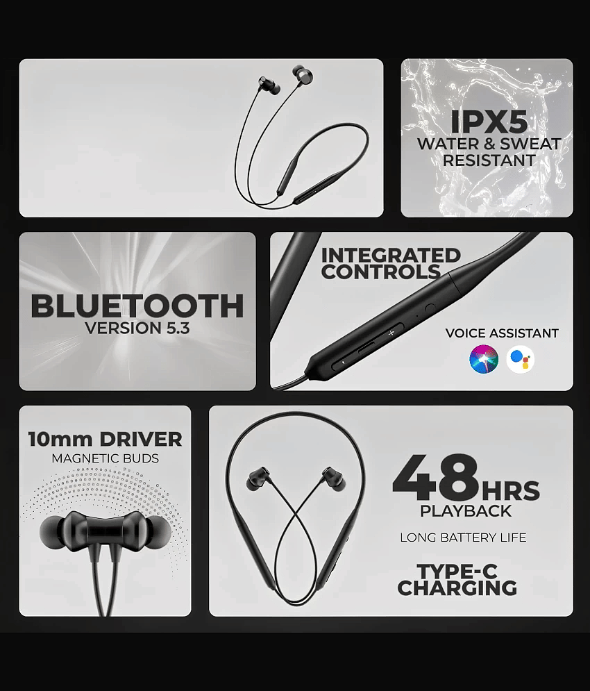 Ucool Original 48 Hours Black Bullet Playing,HIFI Sound,Deep Bass,Bluetooth Neckband Earphone view 2