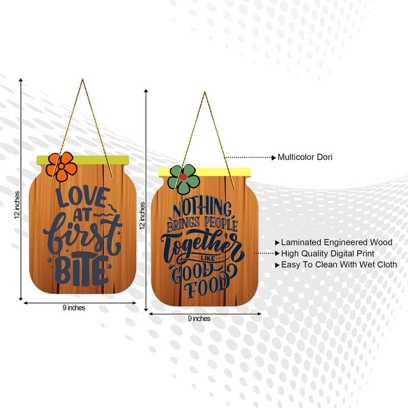 Charmor Love at First Bite Decorative Wooden Wall Hanger for Living Room | Bedroom | Office | Gift | Home Decoration (WH3221),Set of 2 view 2
