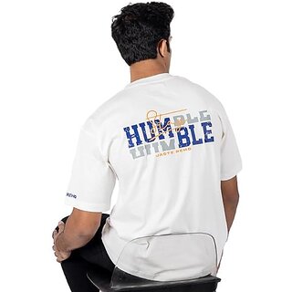 JAGTEREHO Men's Oversized Round Neck Half Sleeve Cotton T-Shirt White view 2