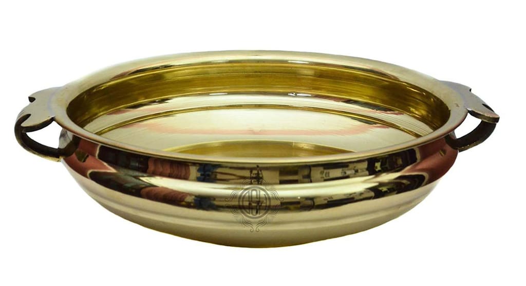 Pure Brass Urli Plane Decorative Bowl Platter Home Decor and Table Decor for Floating Flowers and Candles (8 Inch) view 2