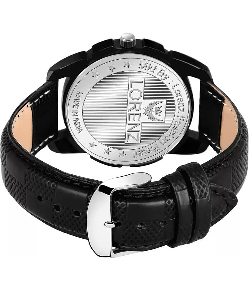Lorenz Black Leather Analog Men's Watch view 2