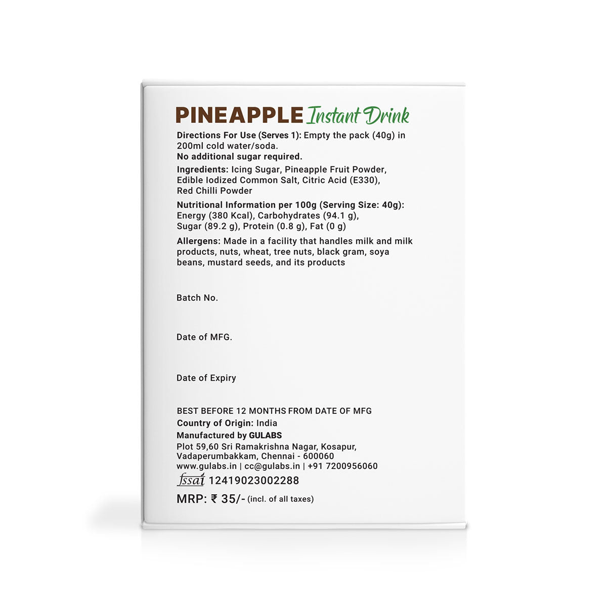 Pineapple Instant Drink, 40 gm view 2