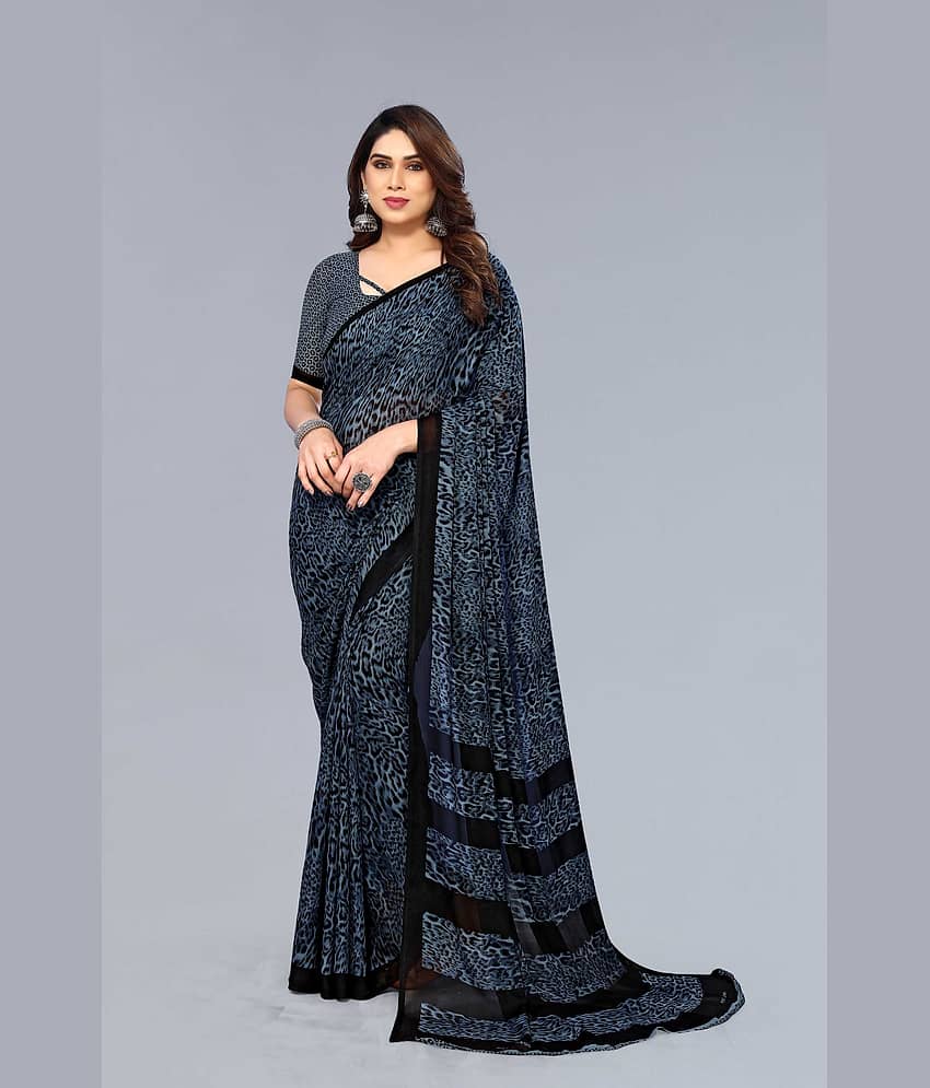 ANAND SAREES Georgette Printed Saree With Unstitched Blouse Piece ( Yellow )