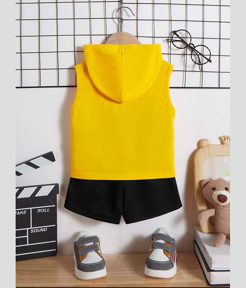 MUSNAH GARMENTS Pack of 1 Unisex Cotton T-Shirt & Shorts Set ( Yellow ) view 2