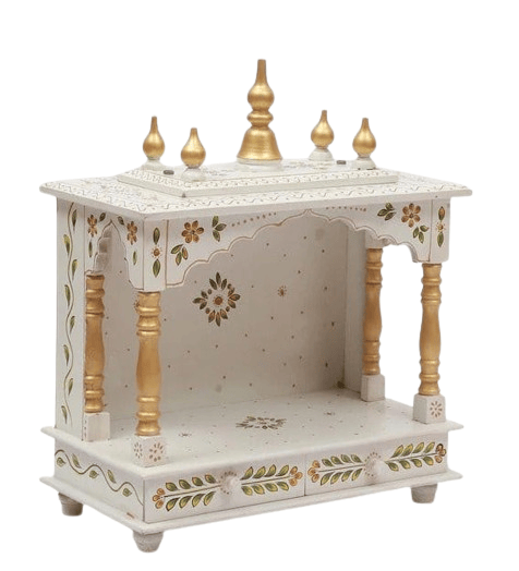 Shree Krishna Art Home Temple, Wooden Temple, Pooja Mandir for Home(White, 18x9x22 inches) view 2