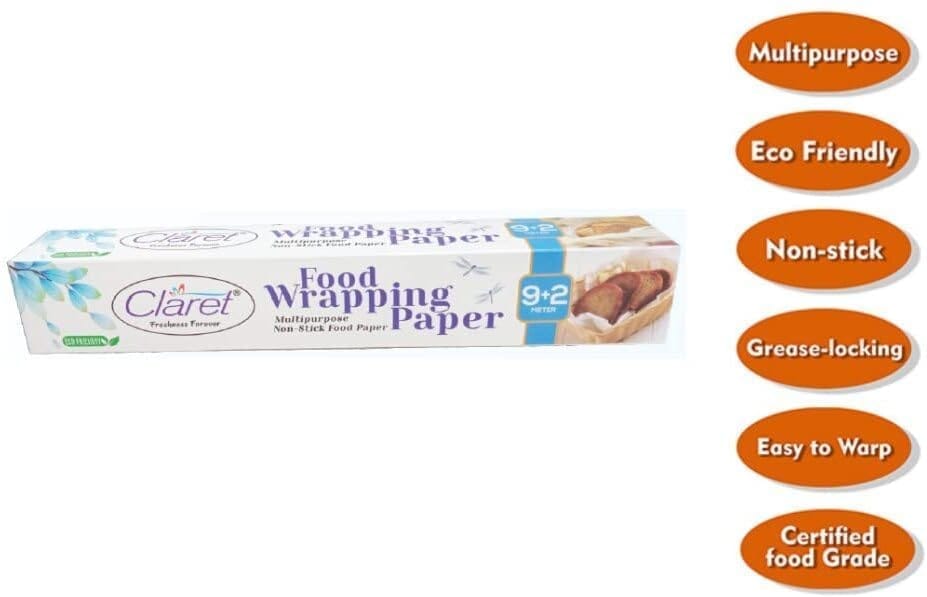 CL 9+2 M Printed Food Wrapping Butter Paper Roll - Keeps Food Fresh & Hygienic, Pack of 4 Rolls for Packaging and Storage view 2