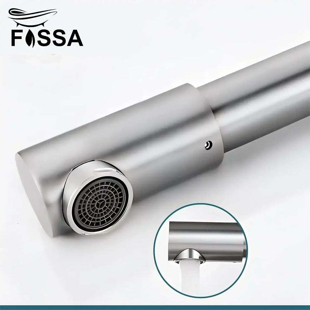 Zig Zag Single-Flow 360° Hot & Cold SUS 304 Stainless Steel Kitchen Mixer Faucet Silver view 2