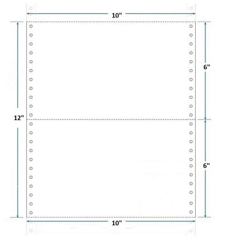Dot Matrix Printer Continuous Feed Computer Paper - 10" x 12", 6 Inch Cut Tractor Feed Paper for Dot Matrix Printers 1000 Sheet 60 GSM White view 2