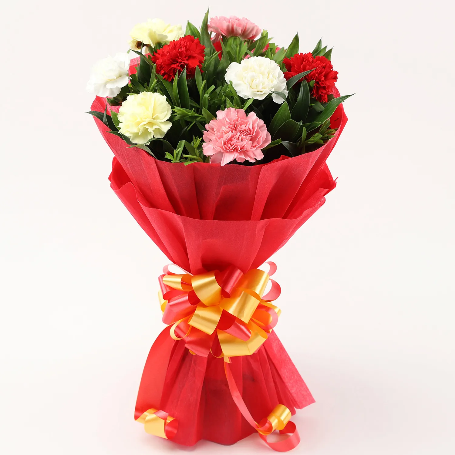 Mixed Carnations Bouquet with Green Fillers view 2