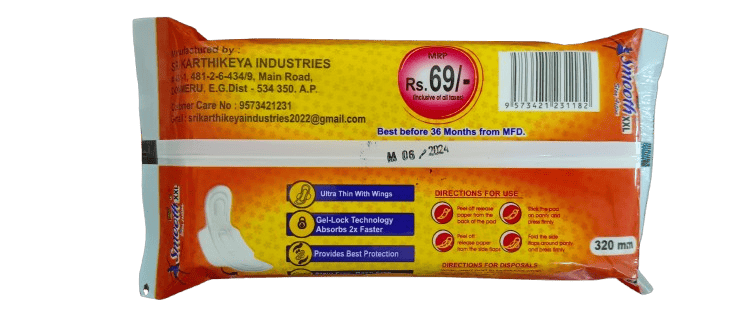 Smooth XXL Ultra Thin Stay Active Soft Sanitary Pads with Wings, 320mm (Pack of 6) view 2