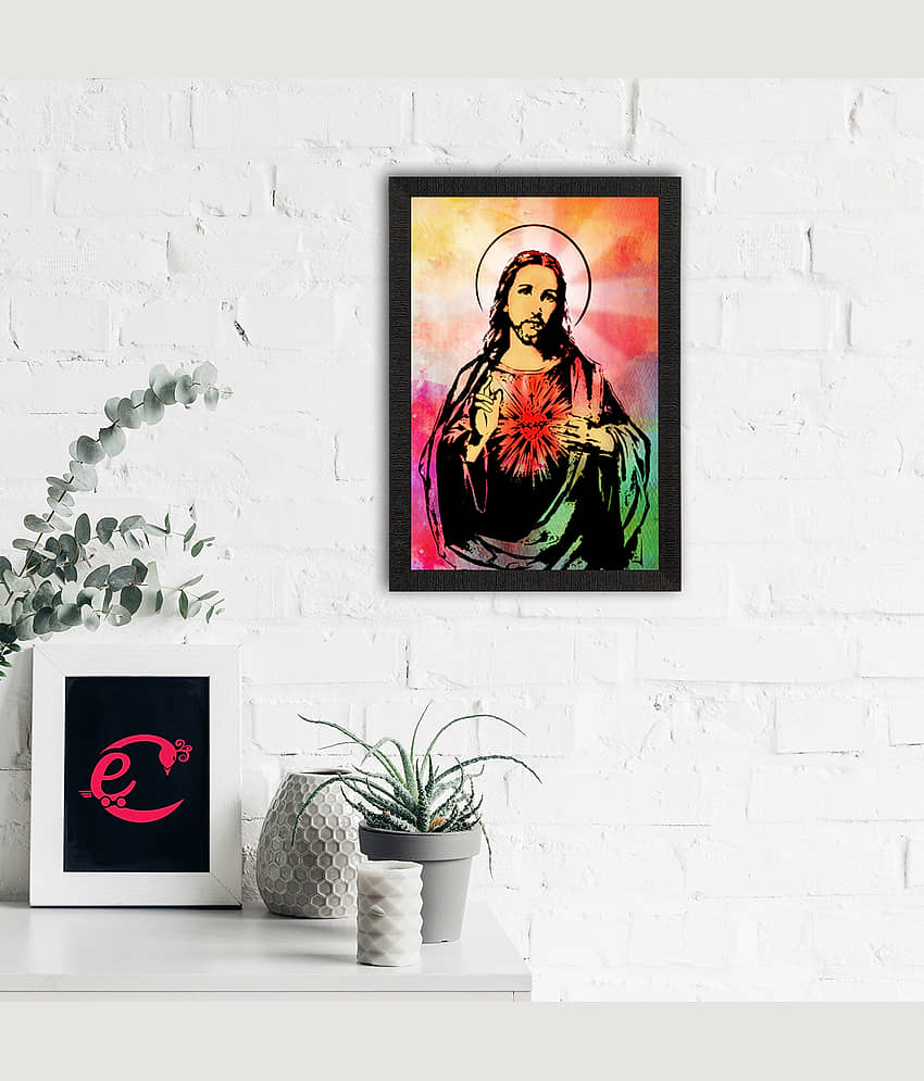 eCraftIndia Multicoloured Jesus Christ Satin Matte Texture UV Wall Painting view 2