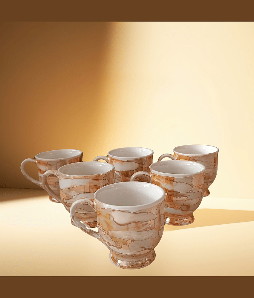 Love Unlimited Solid Ceramic Tea Cup 125 ml ( Pack of 6 )