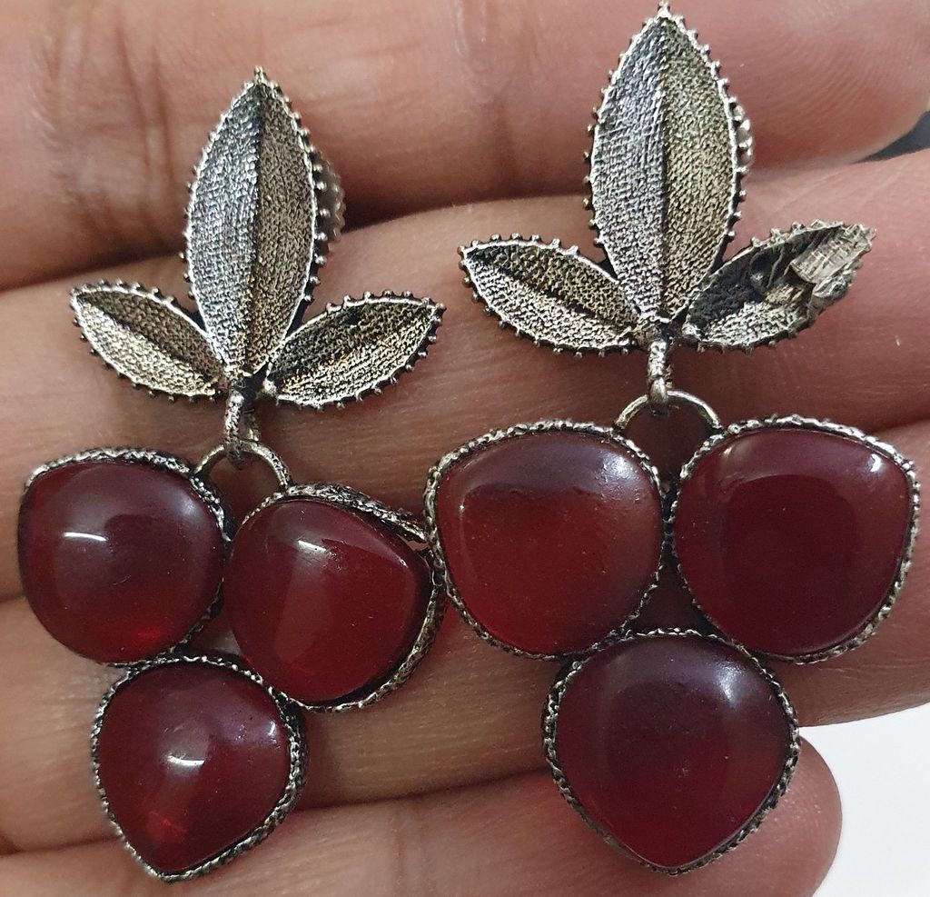 German Silver Oxidized Beautiful Earrings view 2