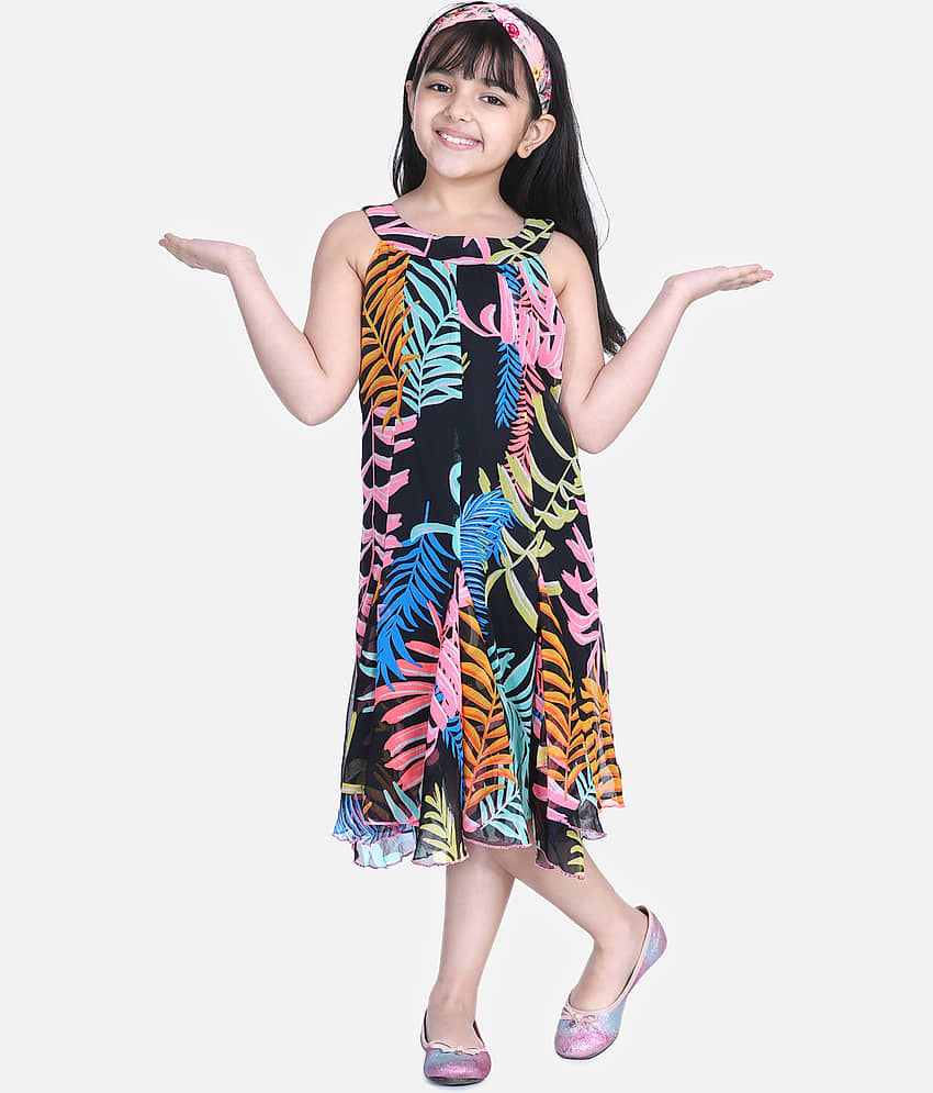 StyleStone Crepe A-line For Girls ( Pack of 1 , Black ) view 2