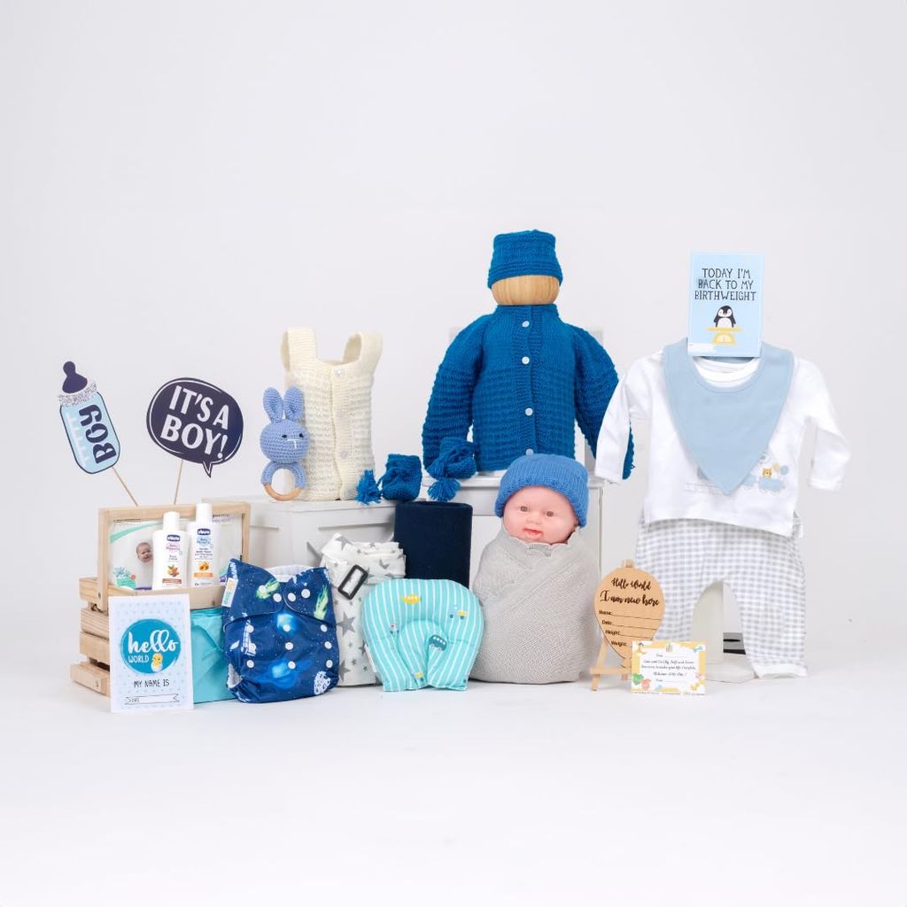 The Baby First Box Newborn Baby Essential Kit - 21 Items(0-3 Months)| Newborn Baby Gifts |Baby Shower Gift | Winter Kit (Standard Packaging) (Boys) view 2