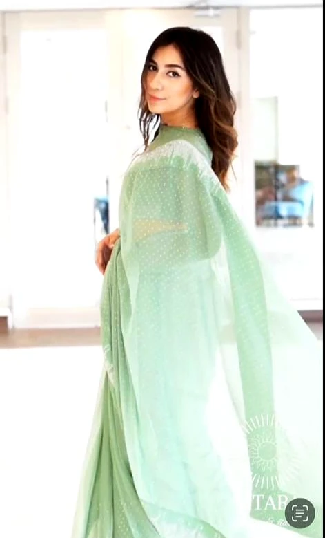 Embellished Bollywood Green Georgette Saree (Color - Green) by SHIV TEXTILES view 2