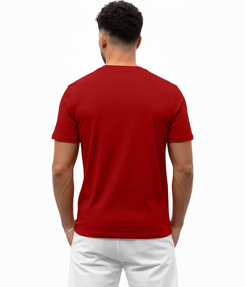 Leotude Men Cotton Blend Regular Fit Printed T-Shirt ( Red ) view 2